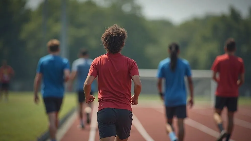 A seasoned athlete training alongside a young hopeful in a sports facility